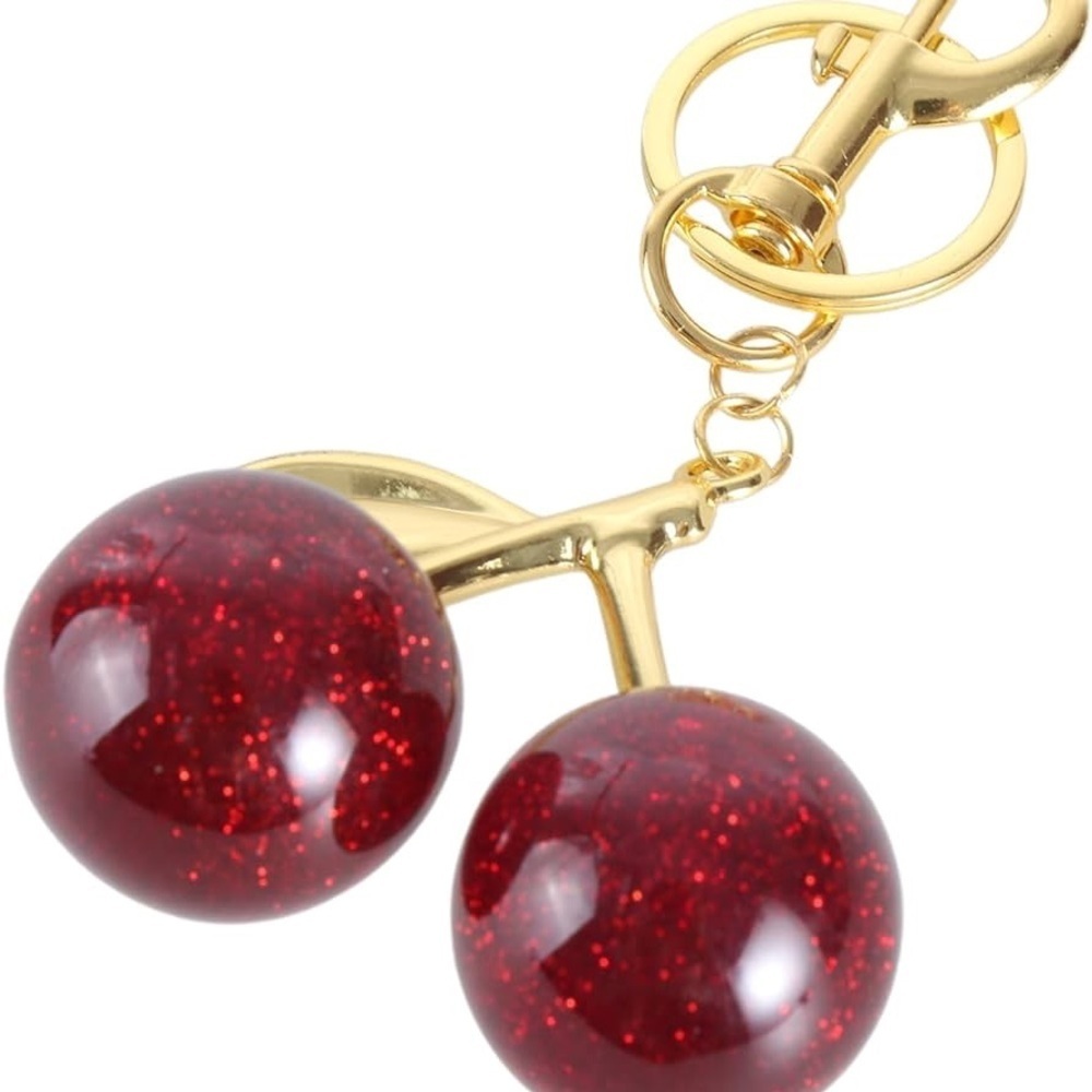Cherry Bag Charm with Gold Accents
